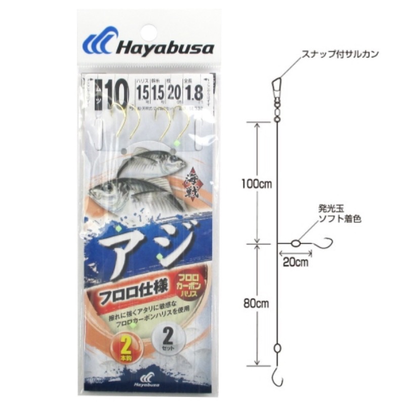 楽天市場】海戦アジ フロロ金 2本鈎2セット 針10号-ハリス1.5号