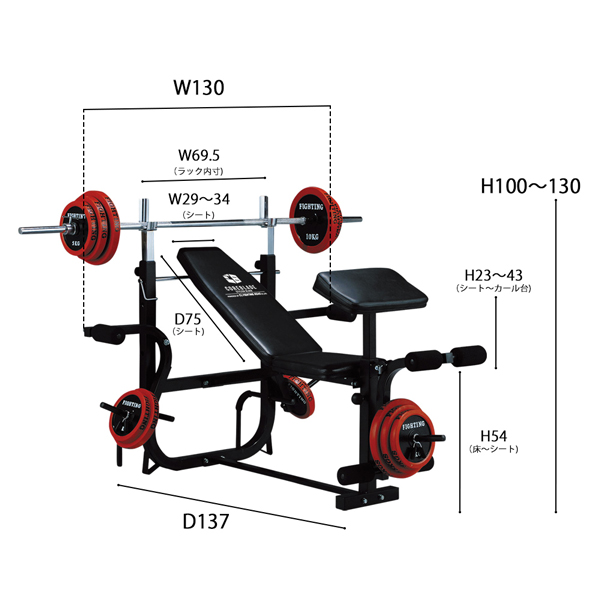 楽天市場 キングｏｆベンチ 筋トレ ベンチプレス トレーニングベンチ トレーニング器具 トレーニングマシン トレーニングマシーン 自宅 ファイティングロード