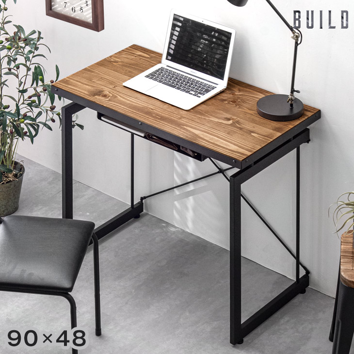 卸売 学習机 勉強机 コンパクトデスク ワークデスク スチール 木目 Pcデスク 鉄脚 無垢材 天然木 ビルド Tg パソコンデスク 90cm幅 デスク インダストリアルデザイン 送料無料 机 おしゃれ ヴィンテージ 省スペース 木目 木製 Spmau Ac In