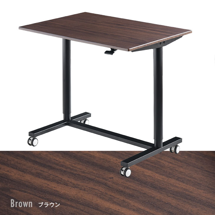 片手で楽々ワンタッチ昇降!【送料無料】スタンディングデスク幅90昇降デスク昇降テーブルPCデスク高さ調節伸縮ガス圧式スタンディングテーブル木製学習机勉強机上下昇降キャスター付き法人会社