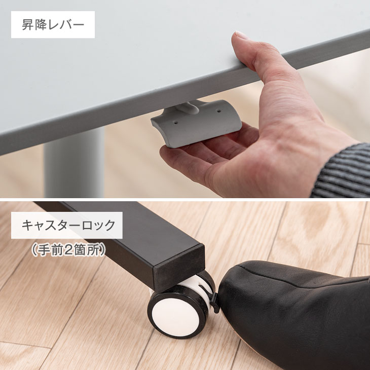片手で楽々ワンタッチ昇降!【送料無料】スタンディングデスク幅90昇降デスク昇降テーブルPCデスク高さ調節伸縮ガス圧式スタンディングテーブル木製学習机勉強机上下昇降キャスター付き法人会社