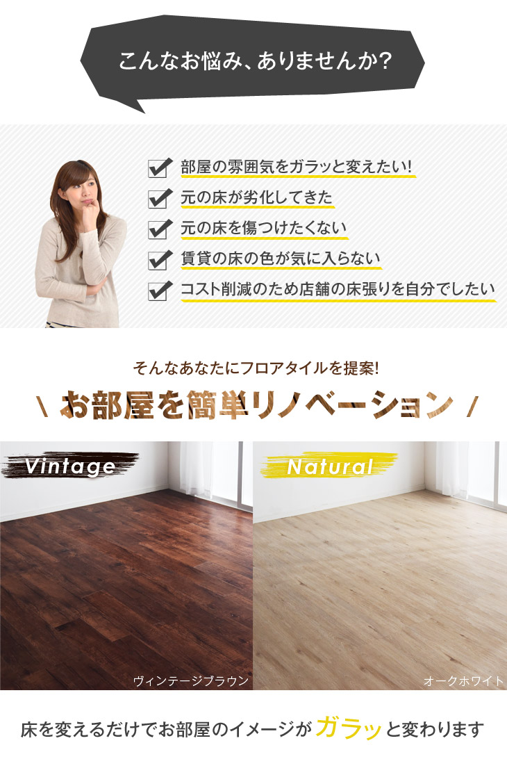 フロアタイル ウッドカーペット はめ込み式 リノベーション 賃貸ok 48枚入り 木目調 床暖房対応 6畳分 フローリングタイル
