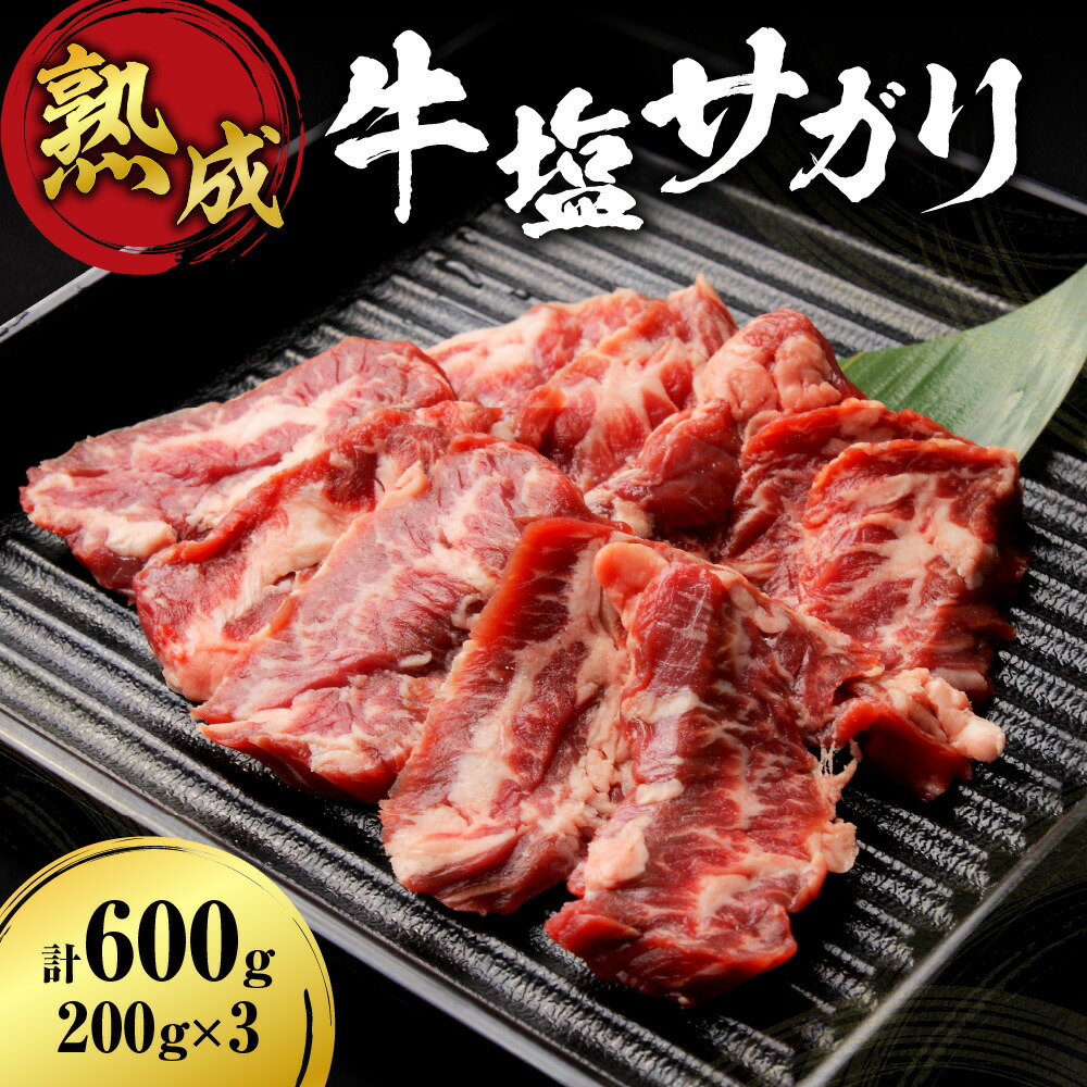 【ふるさと納税】 塩サガリ 200g&times;3 合計600g 牛肉 サガリ 焼肉 熟成 肉 ホルモン ハラミ 塩味 旨味 外国産 冷凍 焼肉店 徳寿 北海道 札幌市｜北海道札幌市