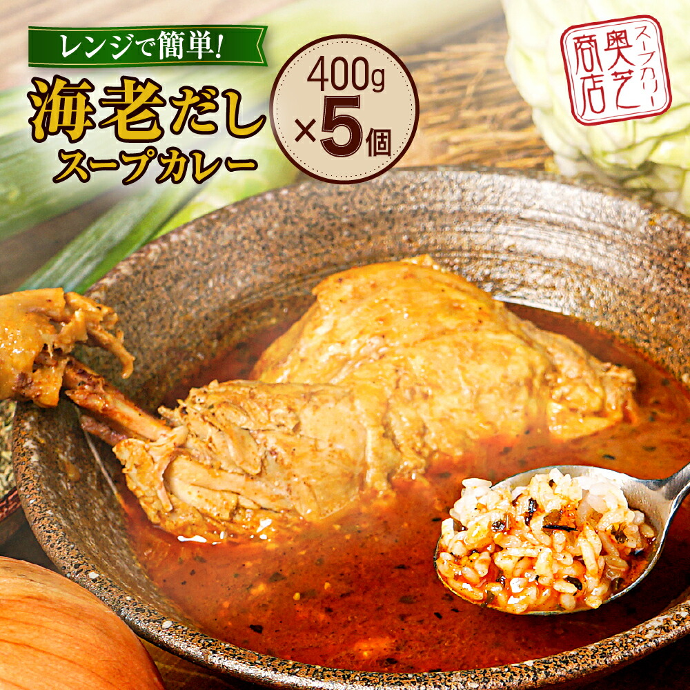 【ふるさと納税】 奥芝商店 海老だし スープカレー  専門店の味 400g×5個 ホロホロ チキンレッグ 鶏肉 鶏 チキン カレー パウチ 簡単 グルメ ご当地 お取り寄せ レトルト 人気 冷凍 名物 北海道 札幌市