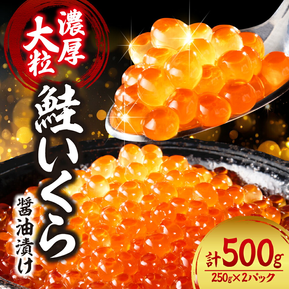 【ふるさと納税】 濃厚 大粒 いくら 500g 鮭いくら 醤油漬け （250ｇ&times;2） 2パック 小分け 魚卵 イクラ ikura おすすめ お取り寄せ グルメ お祝い 水産 海鮮 冷凍 おつまみ おかず 北海道 札幌市｜北海道札幌市