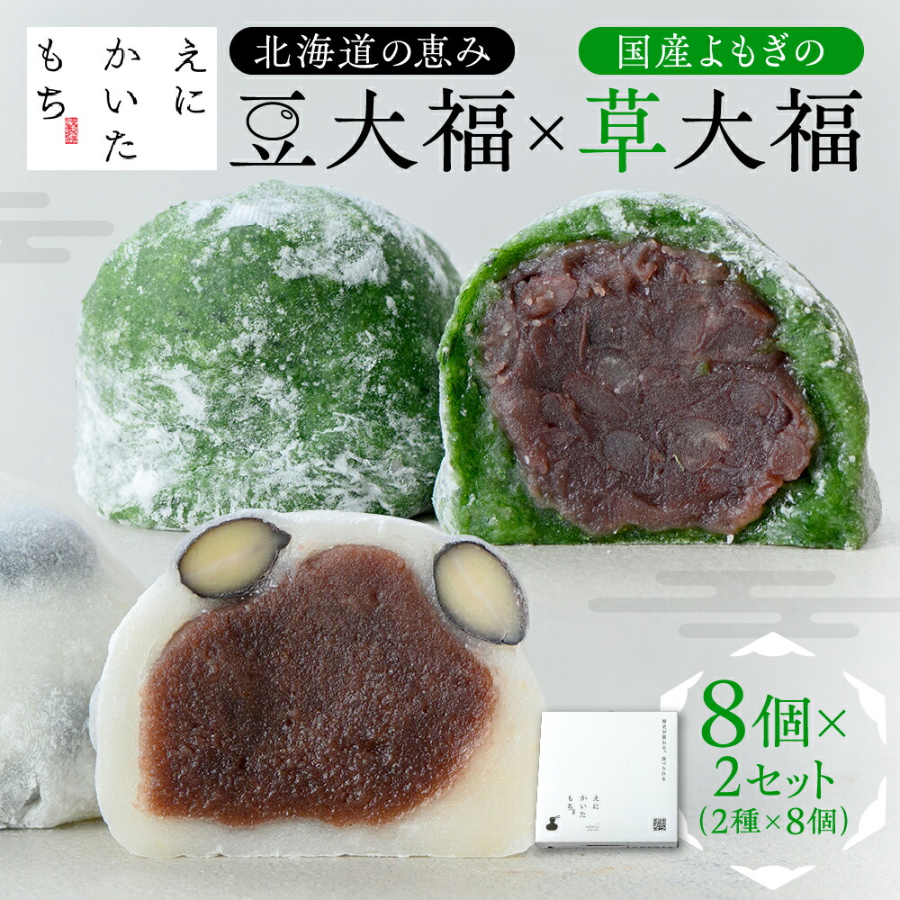 【ふるさと納税】 大福 2種×8個 計16個 セット 北海道産 和大福 豆大福 よもぎ 草大福 えにかいたもち スイーツ デザート 和菓子 菓子 詰め合わせ 食べ比べ お取り寄せ プレゼント ギフト 贈答 贈り物 冷凍 北海道 札幌市