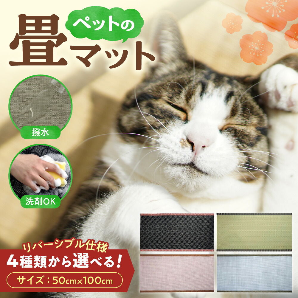 【ふるさと納税】 畳 マット ペット 【 選べる 種類 】 50cm&times;100cm リバーシブル カラー ブラック ホワイト グリーン モカ ピンク ブルー 撥水 お手入れ簡単 水拭き可 洗剤可 清潔 滑りにくい 猫 犬 北海道 札幌市｜北海道札幌市
