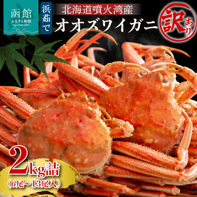 【ふるさと納税】【訳あり】浜茹で オオズワイガニ 2kg 詰め セット 噴火湾産 新鮮 急速冷凍 足折れ 足もげ 2枚皮 身入り 解凍するだけ 茹でたて かに 味わい 家庭用 海鮮 海の幸 お取り寄せ グルメ 北海道 函館市 送料無料