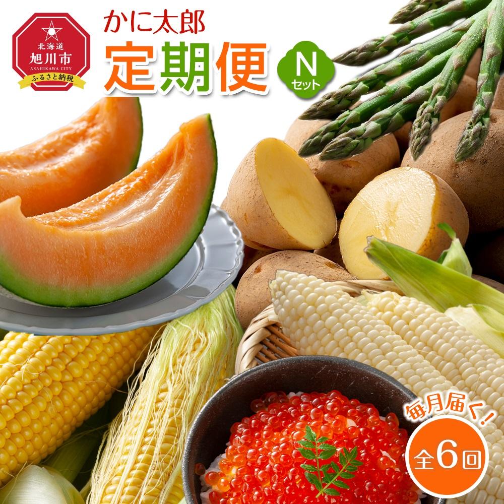 【ふるさと納税】かに太郎定期便Nセット(アスパラ、メロン、ライオンコーン、白くまコーン、キタアカリ、鮭いくら醤油漬け)_03827 | 野菜 やさい 食品 魚卵 魚介類 水産 加工品　人気 おすすめ 送料無料