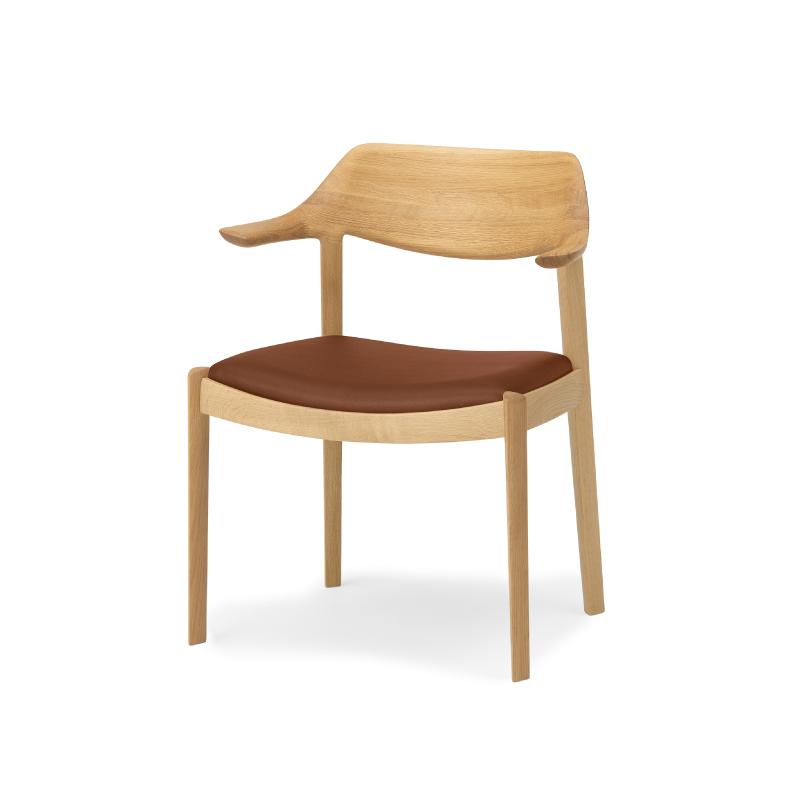【ふるさと納税】旭川家具 カンディハウス WING LUX サイドチェアーH 北海道ナラNF／MR-LBR_01212 | 国産家具 国産 ダイニングチェア サイドチェア チェア 椅子 いす 単品 革張り レザー 木製 無垢材 モダン ダイニング 旭川市 ふるさと納税 北海道ふるさと納税 送料無料