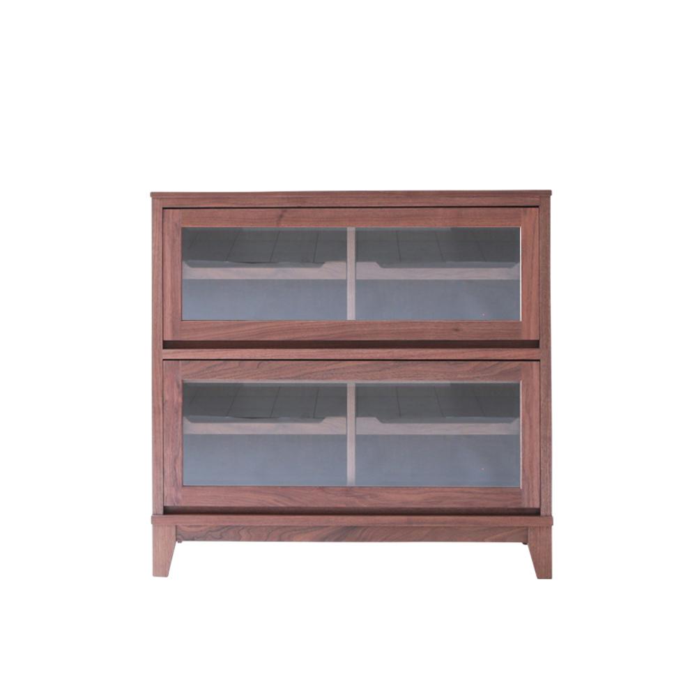 【ふるさと納税】旭川家具 山室家具製作所 ココ キャビネット2段 ウォールナット 【 国産 無垢 インテリア 木製 ナチュラル キャビネット 食器棚 キッチンボード 収納 ダイニング キッチン 北海道 】_04588 | インテリア ファニチャー 人気 おすすめ 送料無料 580,000円