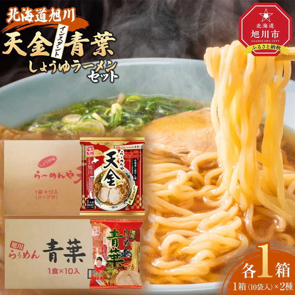 【ふるさと納税】藤原製麺 旭川製造 らーめんや天金醤油ラーメン 1箱(10袋入)/青葉醤油ラーメン 1箱(10袋入)インスタント袋麺_02134｜北海道旭川市　ふるさと納税