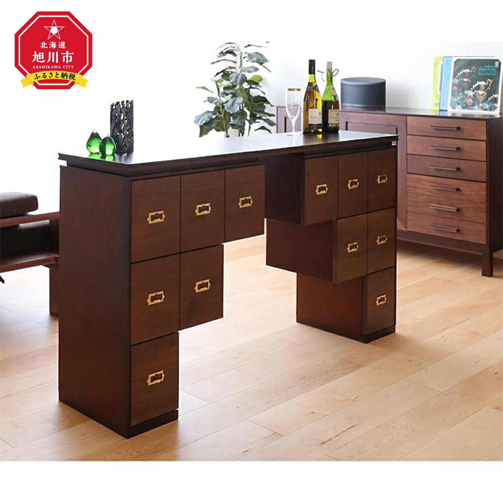 【ふるさと納税】旭川家具　クリエイトファニチャー　Ｗ＆Ｂコンソールキャビネット _01235 | 国産家具 国産 家具 インテリア キャビネット 収納棚 棚 おしゃれ 木製 引き出し 抽斗 天然木 シンプル お取り寄せ 旭川市 北海道 送料無料