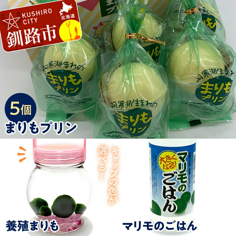 【ふるさと納税】阿寒湖銘菓まりもプリン5個入と養殖まりもセット(ピンク) 北海道 釧路 ふるさと納税 養殖まりも 飼育 プリン カスタード スイーツ 菓子 F4F-1862