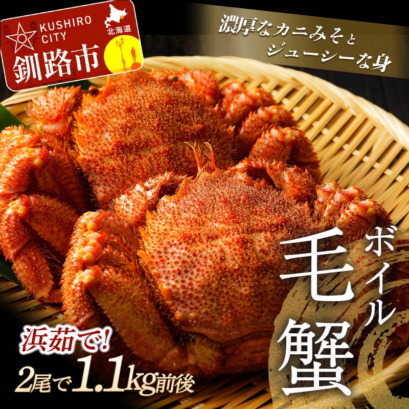 【ふるさと納税】【浜茹で！】 ボイル毛がに 2尾で900g前後 （北海道産/加工地 釧路） かに カニ 蟹 ボイル 浜ゆで 海鮮 魚介 海の幸 海産物 F4F-5339