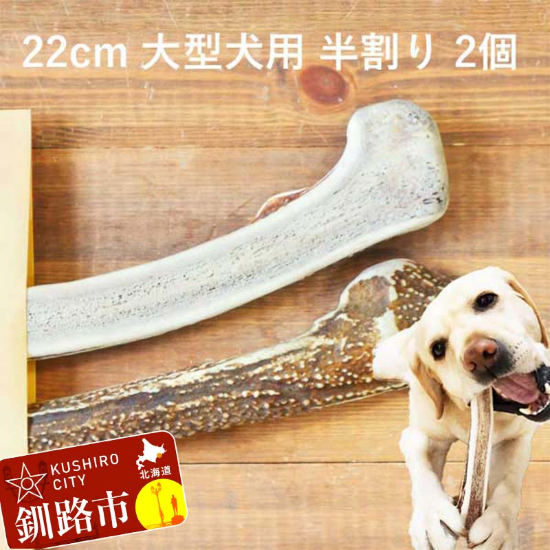 【ふるさと納税】エゾ鹿の角ガム 22cm 大型犬用 半割り 2個 北海道産 国産 無添加 犬用ガム 天然鹿角 長持ち デンタルケア ペット おやつ F5F-0065