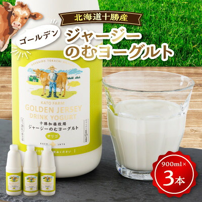 【ふるさと納税】【毎月定期便】ゴールデンジャージーのむヨーグルト[900ml&times;3本]全12回【配送不可地域：離島】【4064656】｜北海道帯広市