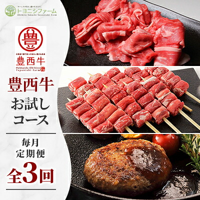 【ふるさと納税】【毎月定期便】豊西牛お試しコース全3回【配送不可地域：離島】【4065346】