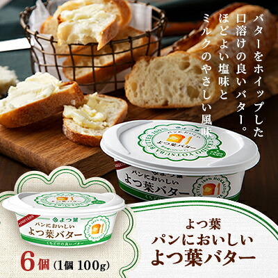 【ふるさと納税】よつ葉 パンにおいしい よつ葉バター 100g×6個_ バター よつ葉バター よつ葉 加塩 乳製品 生乳 ミルク 加工品 トースト パン パンケーキ 100g×6個 国産 北海道 帯広市 ギフト プレゼント 送料無料 【配送不可地域：離島】【1690036】