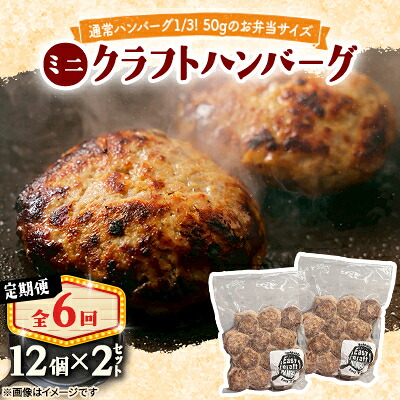 【ふるさと納税】【毎月定期便】ミニクラフトハンバーグ(ミニ12個入り 1セット)　ソースなし 2セット全6回【配送不可地域：離島】【4080200】