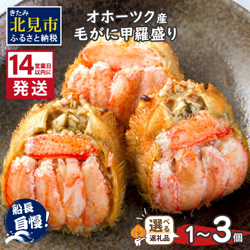 【ふるさと納税】【選べる内容量】《14営業日以内に発送》オホーツク産 毛がにの甲羅盛り 1個 2個 3個 冷凍