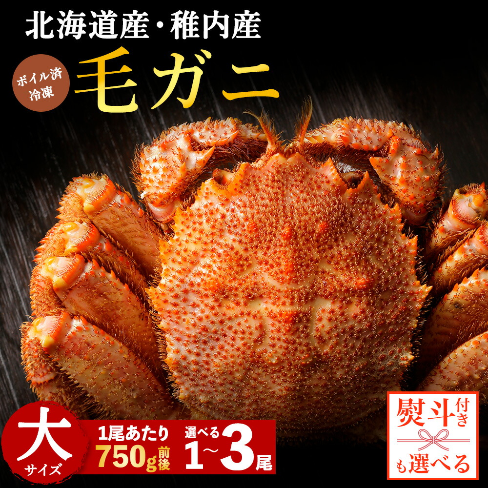 【ふるさと納税】【お中元ギフト】2026年新物 【熨斗】【ボイル済み急速冷凍】身がぎっしりと詰まった毛ガニ 選べる1尾~3尾 1尾750g前後ボイル 毛がに 毛ガニ 毛蟹 ボイル 蟹 カニ 海鮮 北海道ふるさと納税 稚内 【配送不可地域:離島・沖縄県】|北海道稚内市