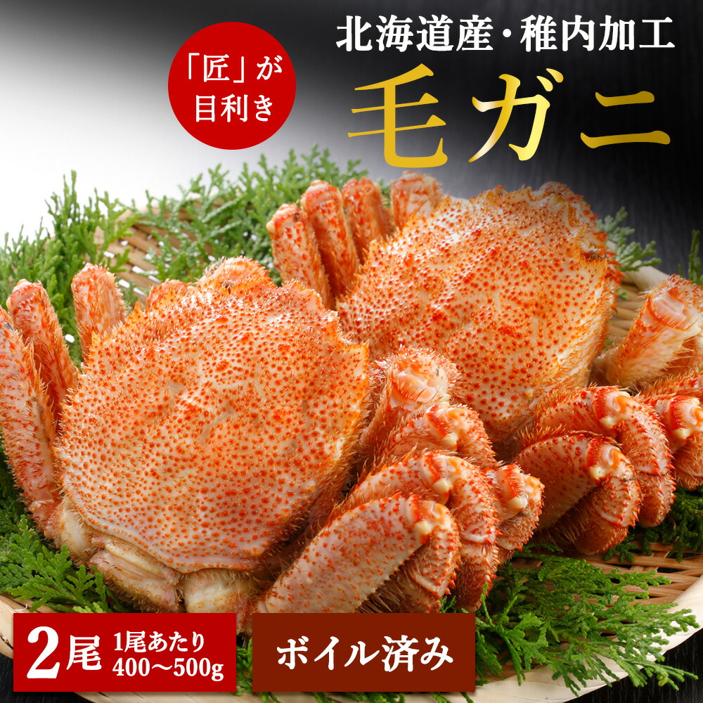【ふるさと納税】 北海道 稚内産 毛ガニ 2尾セット ( 400g ～ 500g × 2尾 ) ボイル済み 毛ガニ 毛がに 毛蟹 かに カニ 蟹 冷凍 ギフト プレゼント 贈り物 送料無料 【配送不可地域：離島】