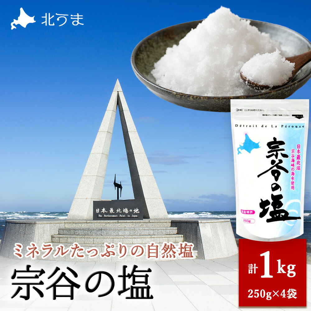 【ふるさと納税】稚内ブランド認定品 宗谷の塩250g×4袋<br>宗谷の塩 しお 塩 ミネラル にがり 自然塩 ナチュラル 調味料 北海道ふるさと納税 稚内 ふるさと納税 北海道 【配送不可地域：離島・沖縄県】