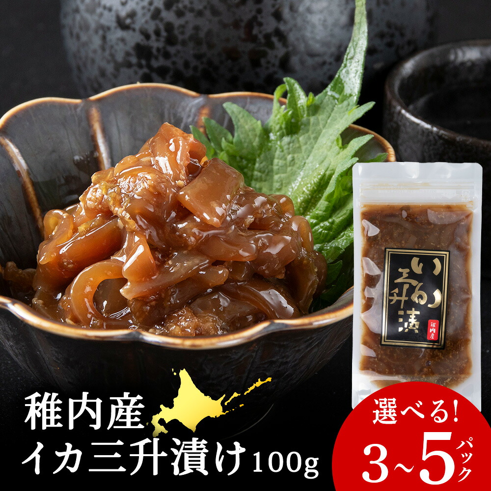 【ふるさと納税】稚内産 いか三升漬け 選べる300g～500g 1個100gイカ 烏賊 肴 珍味 加工品 冷凍 海鮮 海産物 北海道ふるさと納税 稚内 【配送不可地域：離島・沖縄県】｜北海道稚内市
