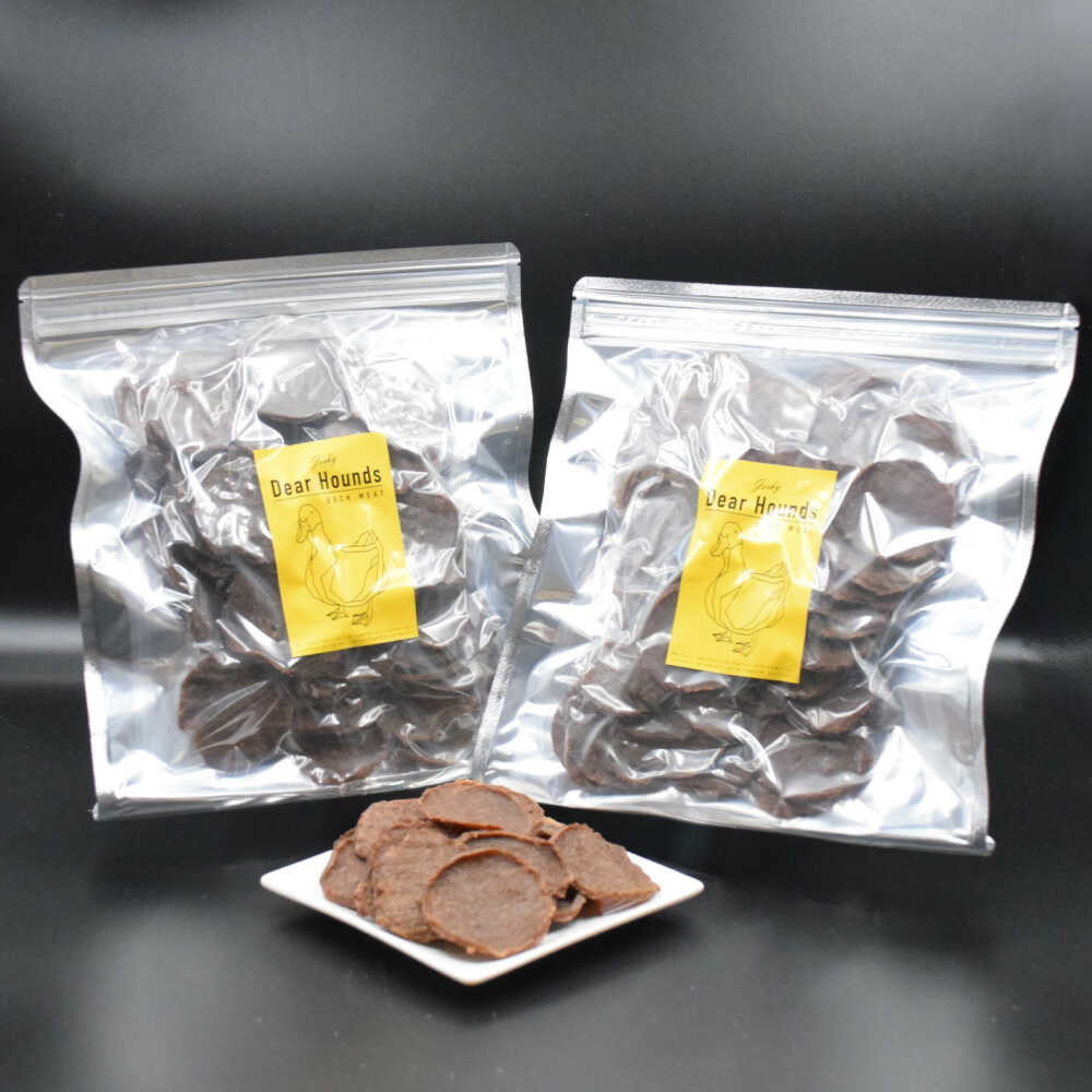 【ふるさと納税】愛犬・愛猫用おやつ 合鴨 コインチップ ジャーキー 計400g（200g×2個）| ペットフード ペット用 ジャーキー ドッグフード おやつ | Dear Hounds[BOAE026]