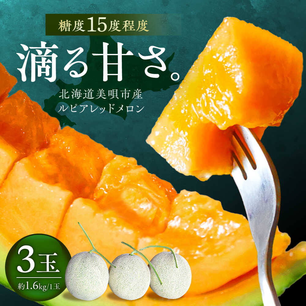 【ふるさと納税】【2026年7月～順次発送】 赤肉 メロン ルピアレッド 3玉 | 赤肉メロン めろん 先行予約 北海道 メロン赤肉 | JAみねのぶ[BOAG008]