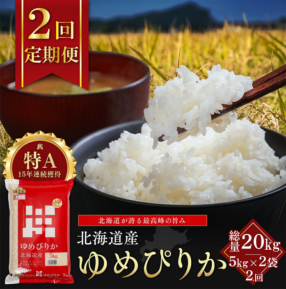 【ふるさと納税】【定期便全2回】令和7年産 金王冠 精米 北海道産 ゆめぴりか 10kg (5kg&times;2) 特A 白米 お米 こめ EB8-0505｜北海道江別市