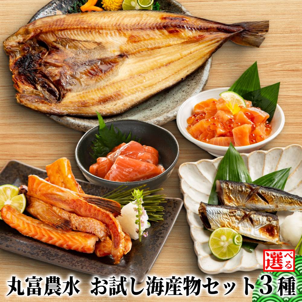 【ふるさと納税】丸富農水 お試し 海産物 セット | 選べる セット ほっけ ホッケ 一夜干し 干物 サーモン 鮭 サンマ 親子漬け いくら イクラ 漬けサーモン スモーク風味 グルメ プレゼント ギフト 海鮮 海鮮食品 ふるさと納税 納税 北海道 紋別|北海道紋別市