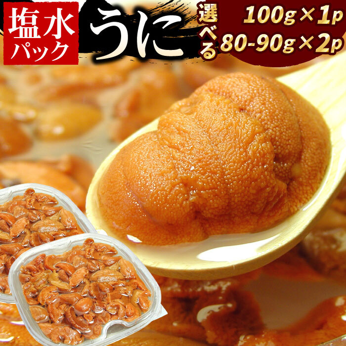 【ふるさと納税】エゾバフンウニ(赤色)塩水パック 選べる 100g×1P 80～90g×2P うに ウニ 雲丹 バフンウニ エゾバフンうに 海鮮 塩水 北海道 根室市