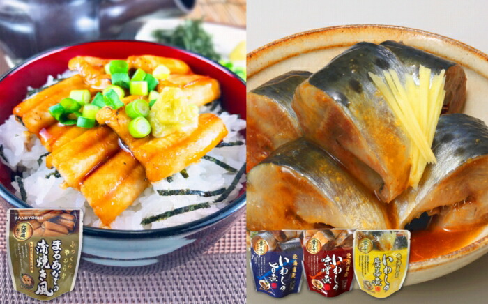 ふるさと納税 あなご蒲焼き風 いわし煮付けセット