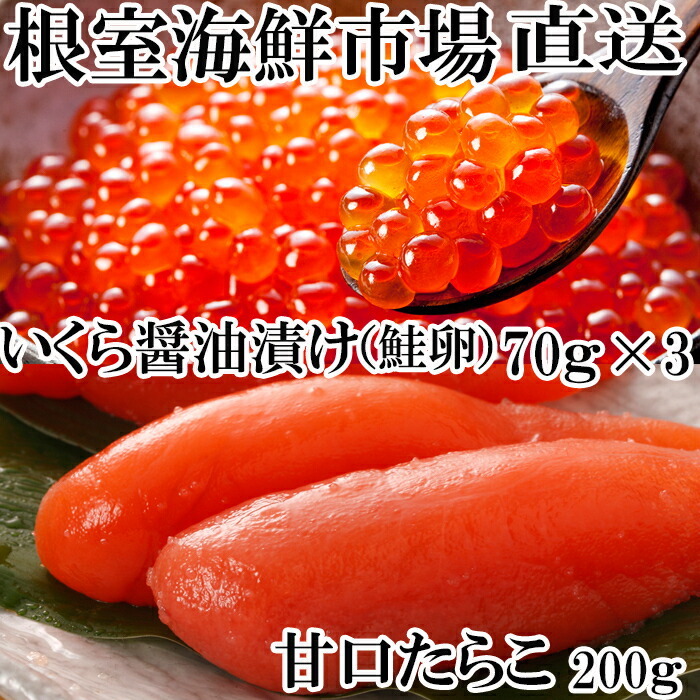 ふるさと納税 北海道 根室市 A-14165 いくら醤油漬(鮭卵)70g×4P、甘口たらこ200g×1P ふるさと納税12月10日決済確定分まで年内配送