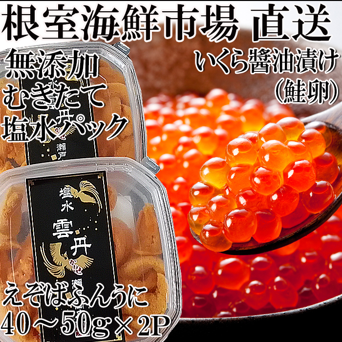 楽天市場】【ふるさと納税】無添加エゾバフンウニ塩水パック(赤系)40〜50g×2P、いくら醤油漬け80g×1P[2022年10月下旬以降発送] A- 11186 : 北海道根室市