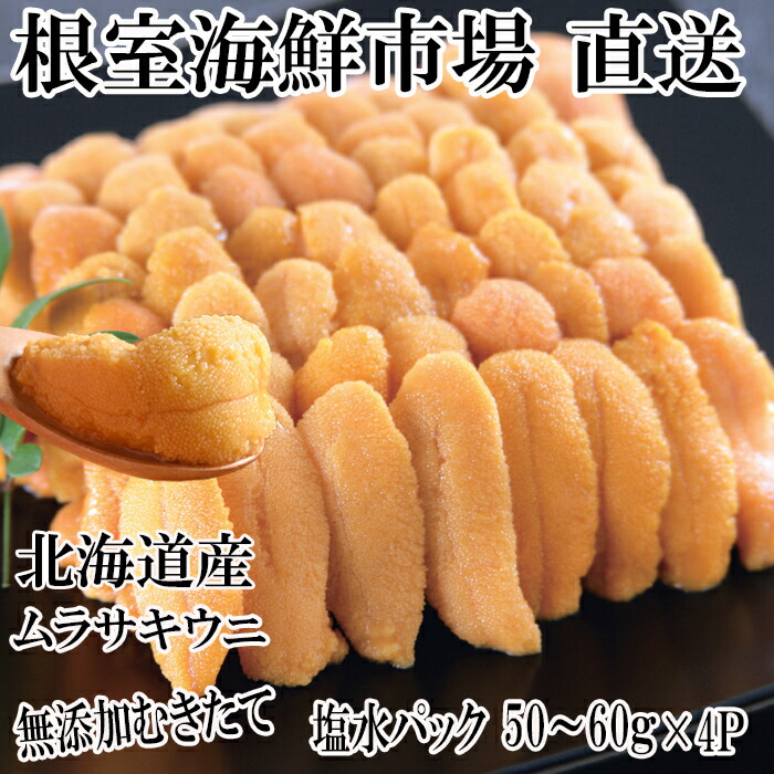 【ふるさと納税】無添加むきたてムラサキウニ塩水パック50～60g×4P[5月初旬以降発送] B-14070