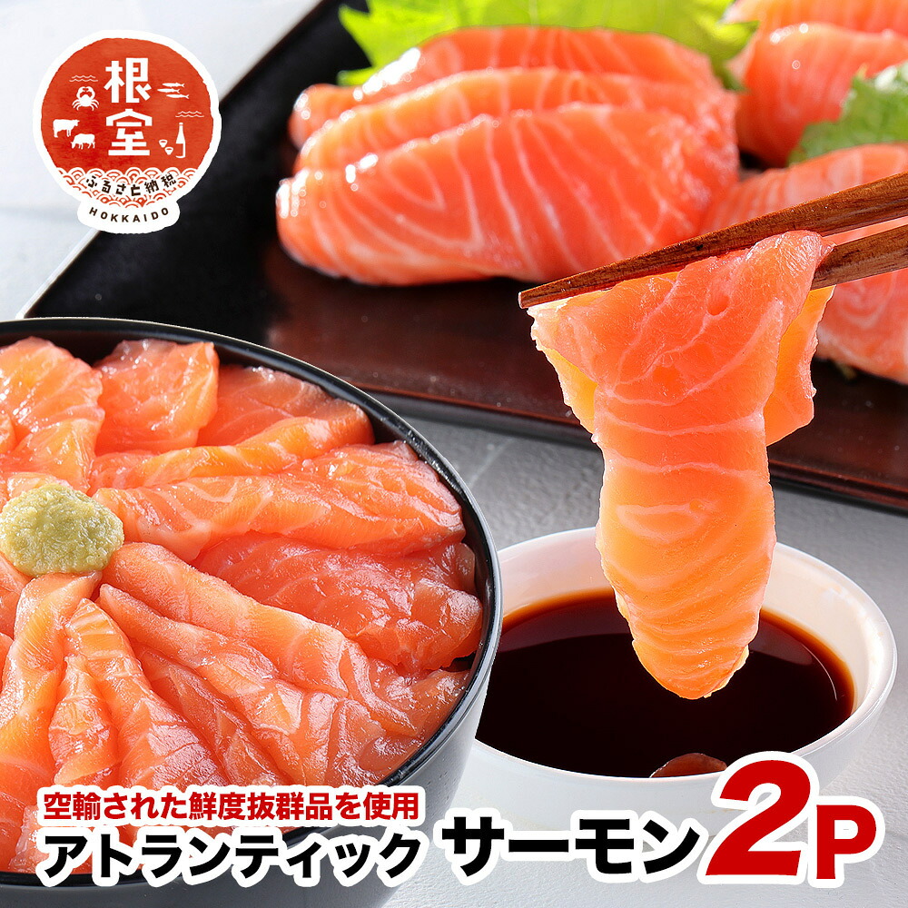 【ふるさと納税】 [生食可]アトランティックサーモン2P(計400g～500g前後） G-24001｜北海道根室市