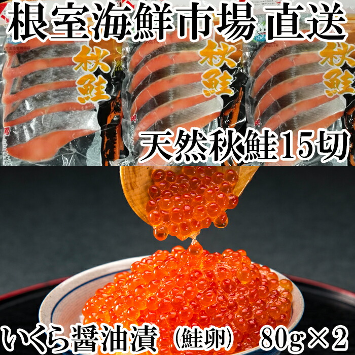 評価 根室海鮮市場 直送 いくら醤油漬け 秋鮭卵 80g×2P 沖獲れ鮭15切 A-28154 fucoa.cl