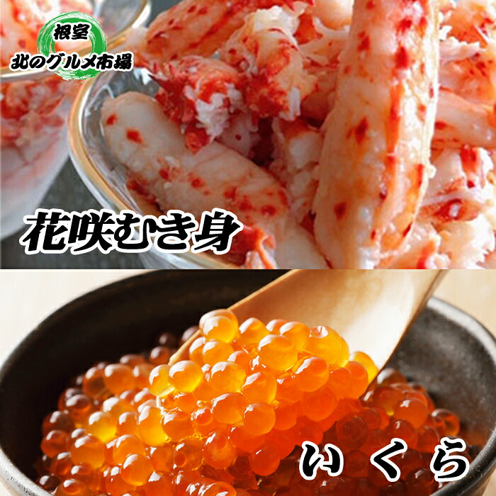 【ふるさと納税】 いくら醤油漬け 100g &times; 1P、花咲むき身 300g &times; 1P イクラ 醤油 醤油漬 魚卵 鮭卵 花咲がに 花咲かに 花咲蟹 かに カニ 蟹 お取り寄せ グルメ 海鮮 北海道 根室市 ふるさと納税 B-76008｜北海道根室市
