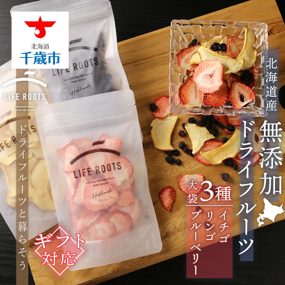 【ふるさと納税】【ギフト用】《北海道産》無添加ドライフルーツ3種類大袋セット 無添加 ドライフルーツ イチゴ ブルーベリー リンゴ 砂糖不使用【北海道千歳市】ギフト ふるさと納税｜北海道千歳市
