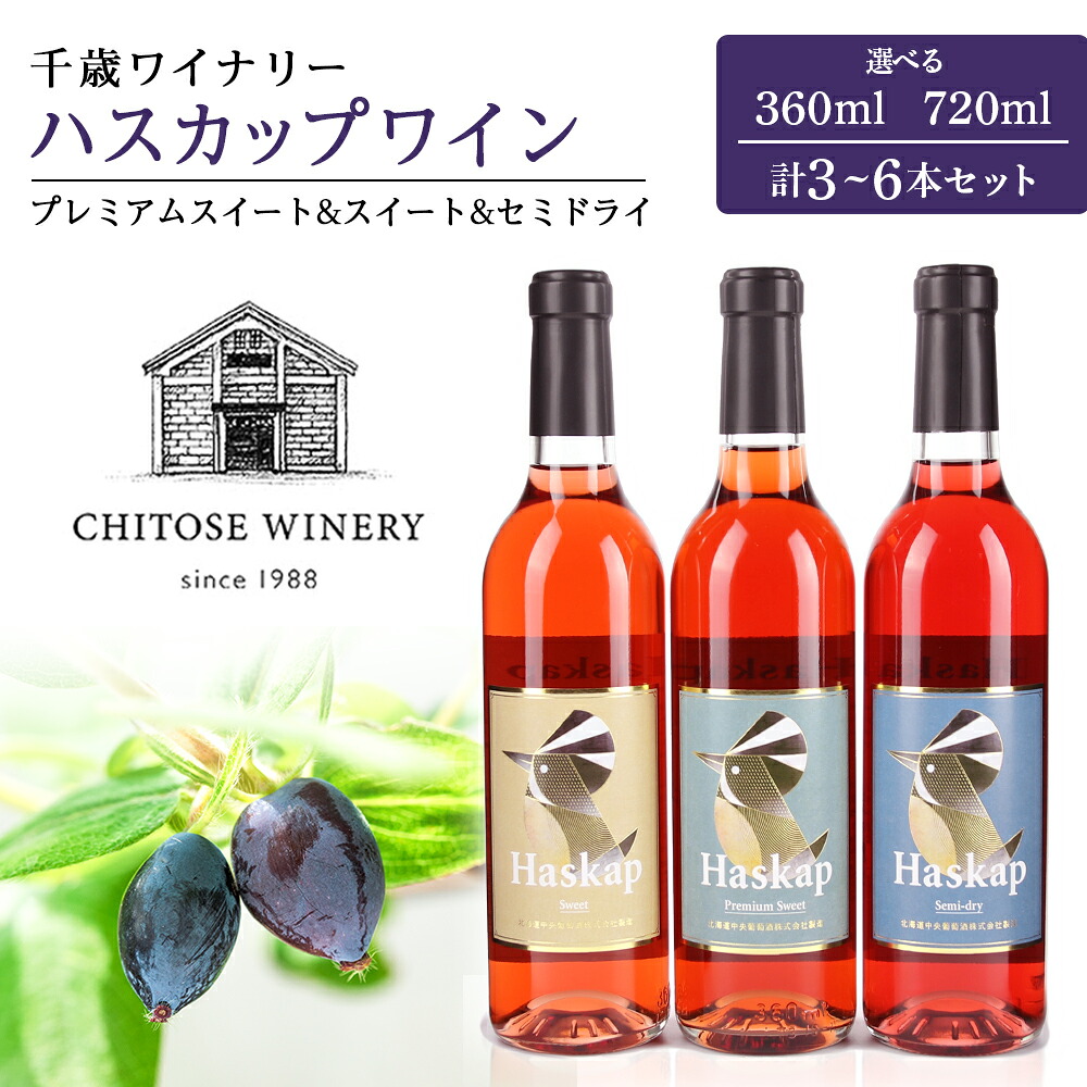【ふるさと納税】 千歳ワイナリー ハスカップのワイン3種 セット 選べる3～6本セット 360ml 720ml お酒 ワイン お酒 ワインセット【北海道千歳市】ギフト ふるさと納税 クリスマス｜北海道千歳市