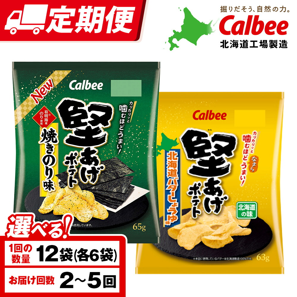【ふるさと納税】【選べる定期便】堅あげポテト 2種セットC ＜焼きのり・バターしょうゆ＞ 各6袋 カルビー ポテトチップス 《千歳工場製造》 スナック お菓子 北海道 千歳 ポテチ ポテトチップス 北海道ふるさと納税 千歳市 ふるさと納税 ギフト ふるさと納税 10,780円