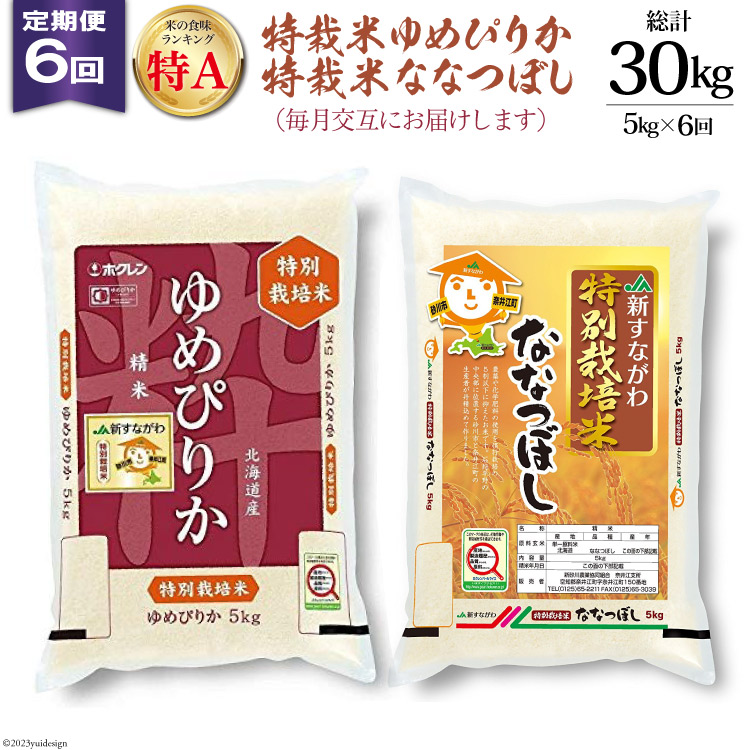 【ふるさと納税】6回 定期便 JA新すながわ産 特栽米ゆめぴりか＆特栽米ななつぼし 5kg×6回 総計30kg [ホクレン商事 北海道 砂川市 12260797] 定期 お米 コメ 白米 ごはん ご飯 国産 レビューキャンペーン
