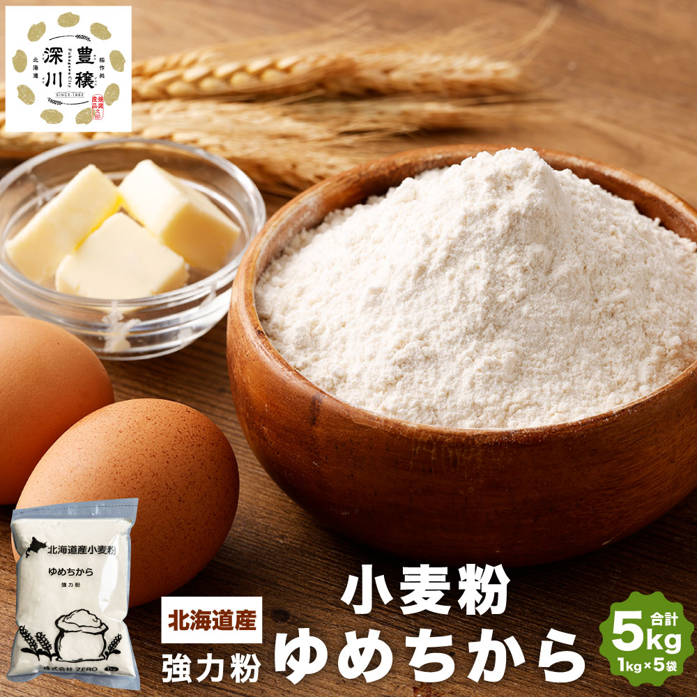【ふるさと納税】北海道産 ゆめちから 強力粉 合計 5kg 1kg×5袋 強力小麦粉 パン パン作り 冷凍パン生地 製パン材料 製パン 中華麺 生パスタ 麺作り 製麺 タンパク質 北海道 深川市 送料無料