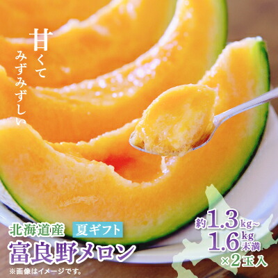 【ふるさと納税】富良野メロン(赤肉)夏ギフト1.3kg～1.6kg未満2玉入_ メロン めろん 赤肉 果物 くだもの フルーツ ふるーつ 青果 ふらのメロン 富良野 北海道 産地直送 国産 人気 おすすめ 送料無料 お取り寄せ ギフト 贈答 化粧箱 【1405303】