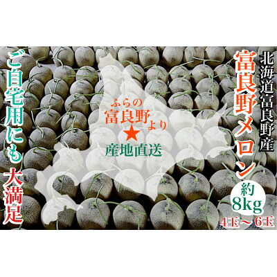 【ふるさと納税】【2026年発送　先行予約】富良野メロン(赤肉)ご自宅用にも　4玉～6玉　計約8kg【1405316】