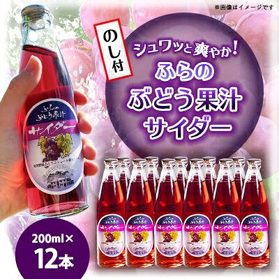 【ふるさと納税】【のし付】ふらのぶどう果汁サイダー 200ml&times;12本入【1373953】｜北海道富良野市 13,680円