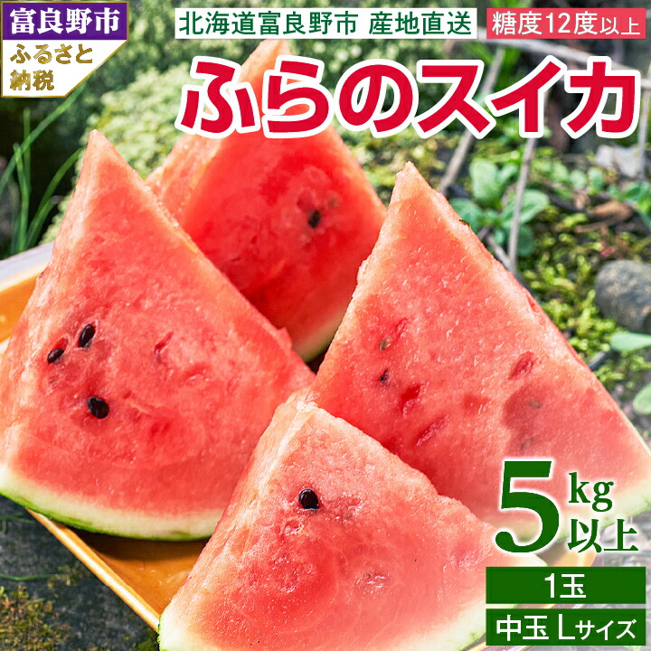 【ふるさと納税】ふらのスイカ 5kg以上 1玉_ スイカ 西瓜 すいか フルーツ くだもの 果物 ふるーつ 青果 北海道 富良野 ふらのスイカ 産直 産地直送 甘い 高糖度 贈答 ギフト 冷蔵 季節限定 人気 【配送不可地域：離島】【1278448】